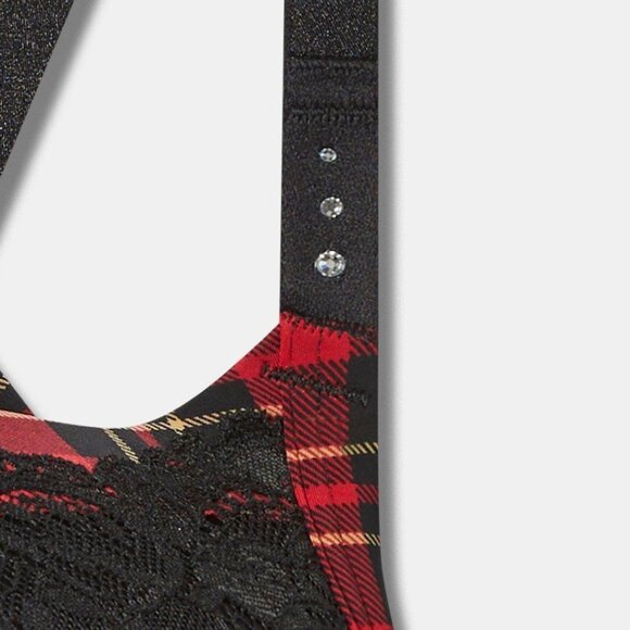 ❤️NWT VINTAGE TORRID BRA -DIAMONTE RHINESTONE XO PLUNGE PUSH UP - BACK SMOOTHING - Picture 2 of 14